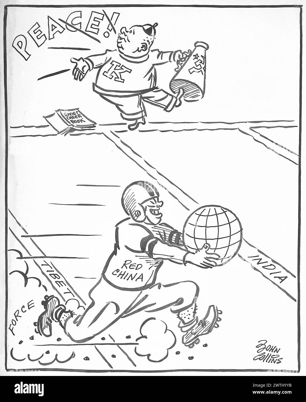 Dessin animé - il ne paie pas pour se concentrer sur la pom-pom-pom. John Collins (1917-2007) Banque D'Images