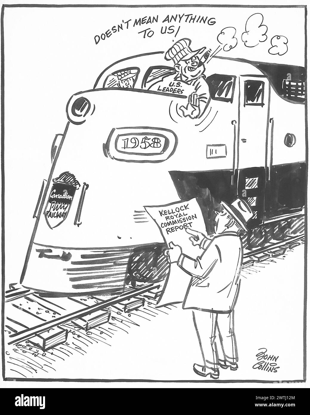 Dessin animé - L'homme supplémentaire dans le taxi John Collins (1917-2007) Banque D'Images