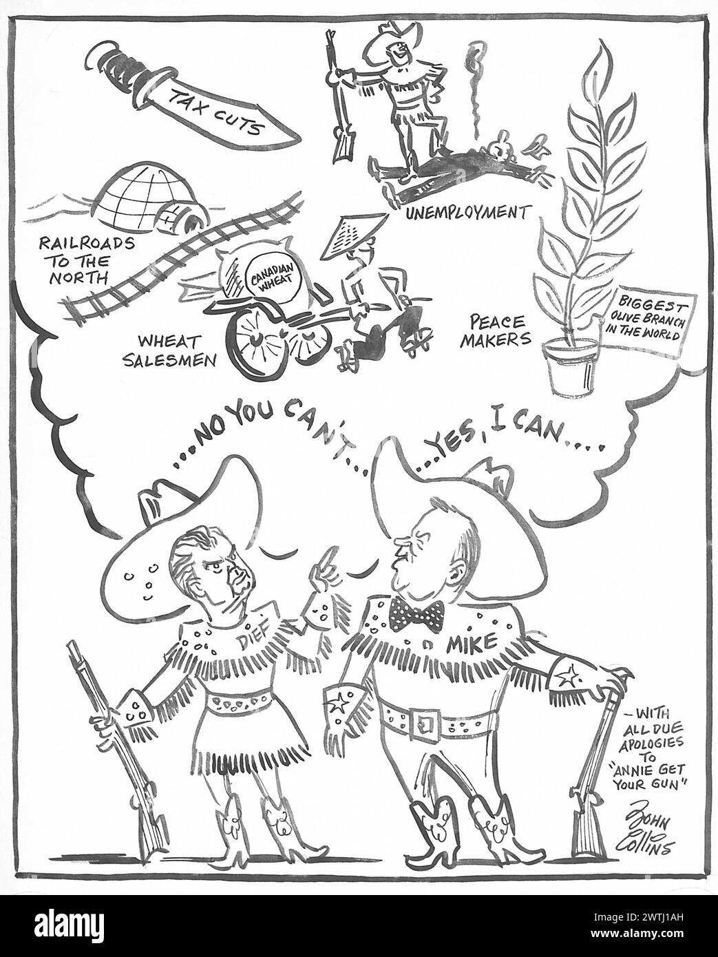 Dessin animé - 'tout ce que vous pouvez faire-je peux faire mieux'. John Collins (1917-2007) Banque D'Images