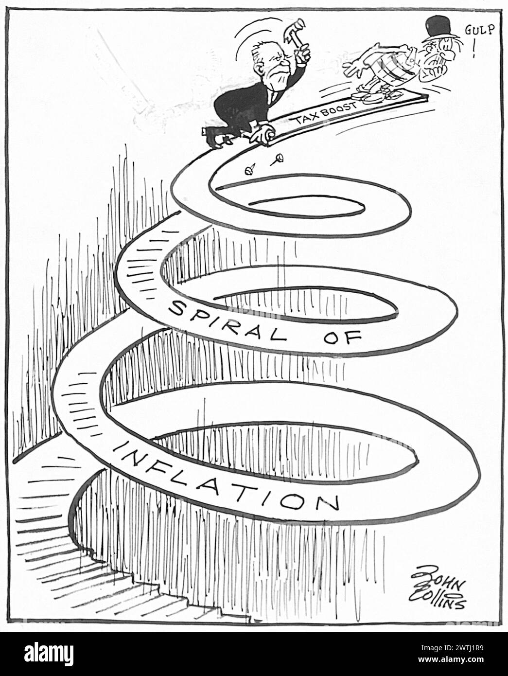 Dessin animé - le chemin vers le bas ou juste un Spring-Board ?. John Collins (1917-2007) Banque D'Images