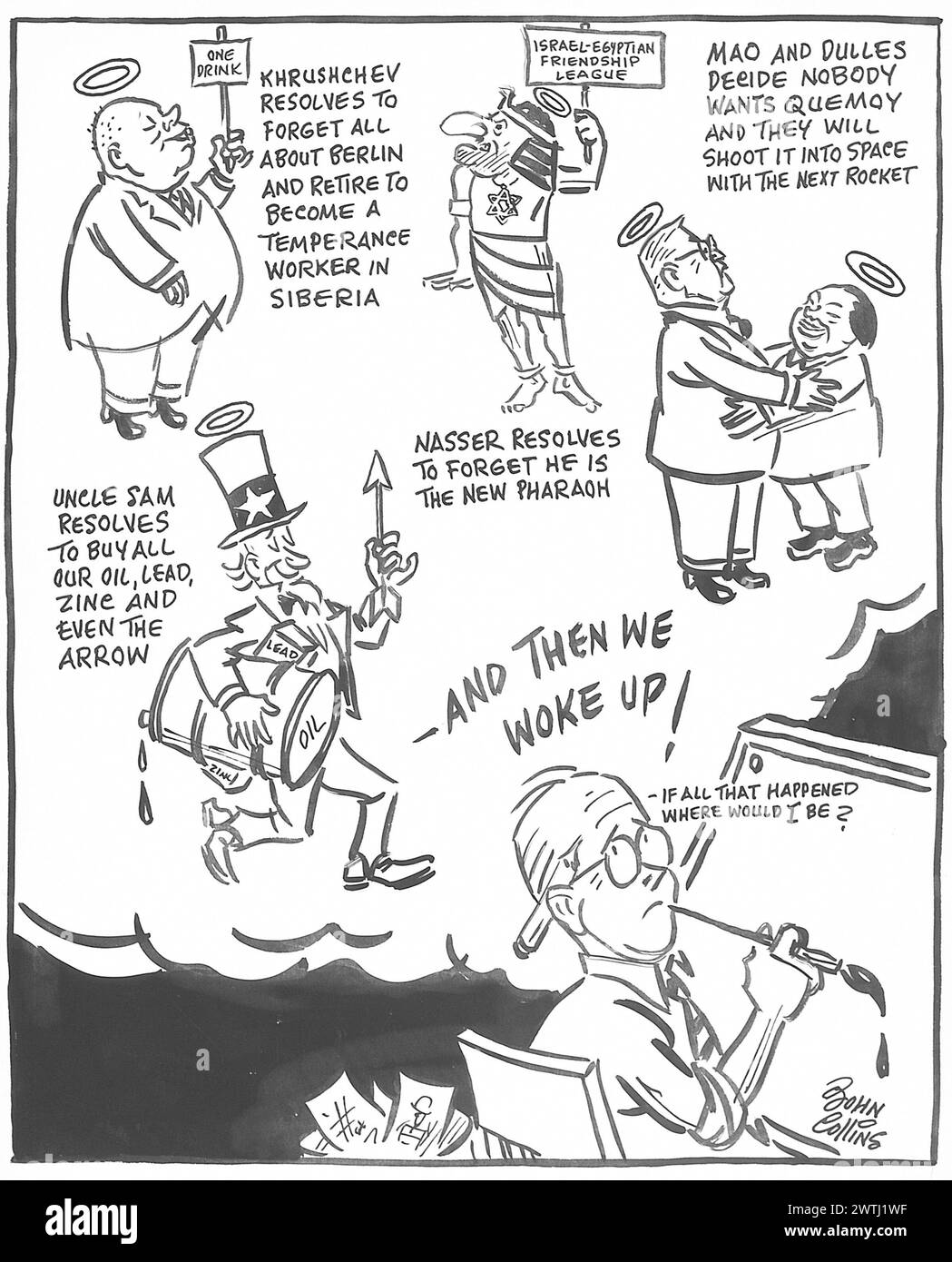 Dessin animé - résolutions du nouvel an. John Collins (1917-2007) Banque D'Images