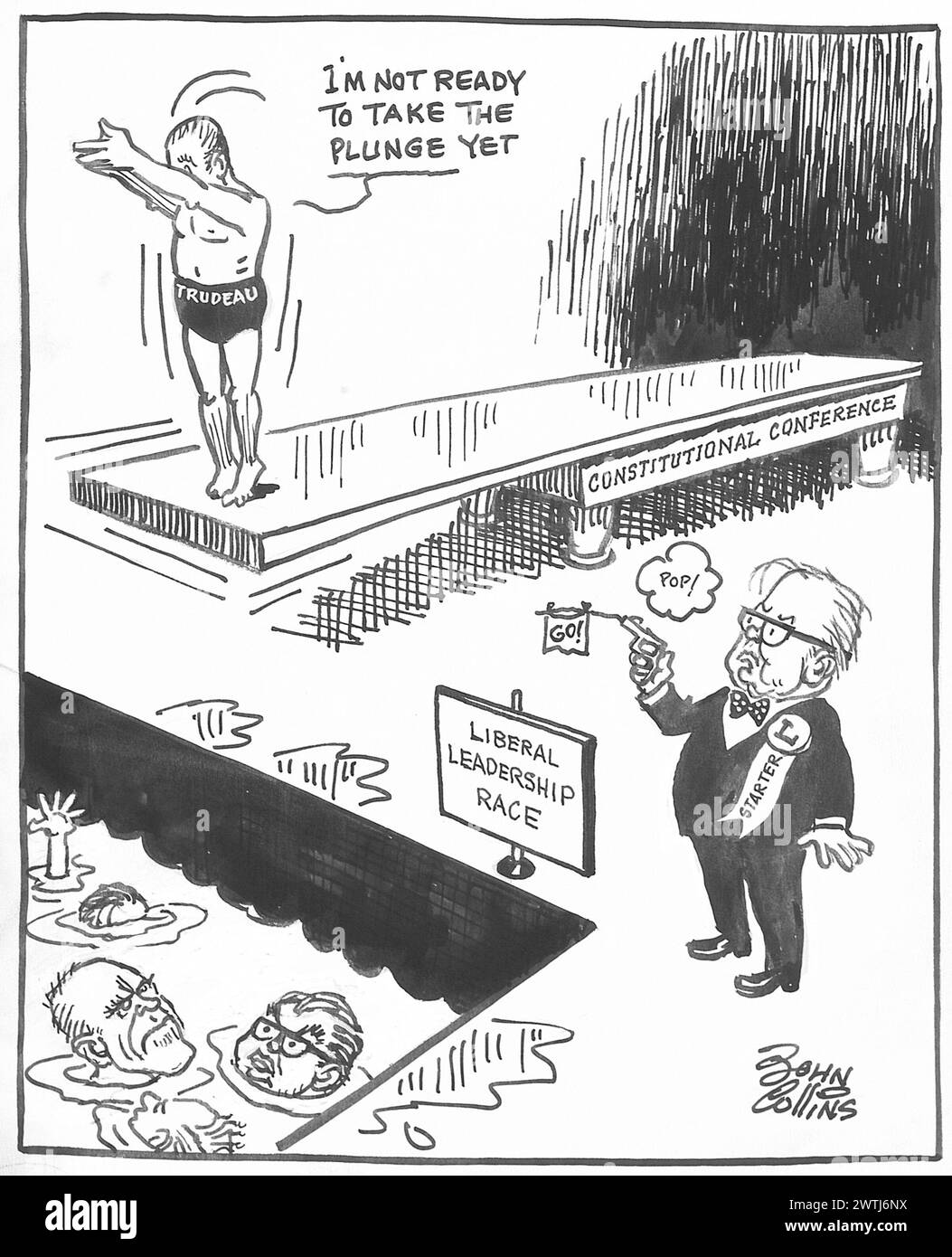 Dessin animé - le tremplin. John Collins (1917-2007) Banque D'Images