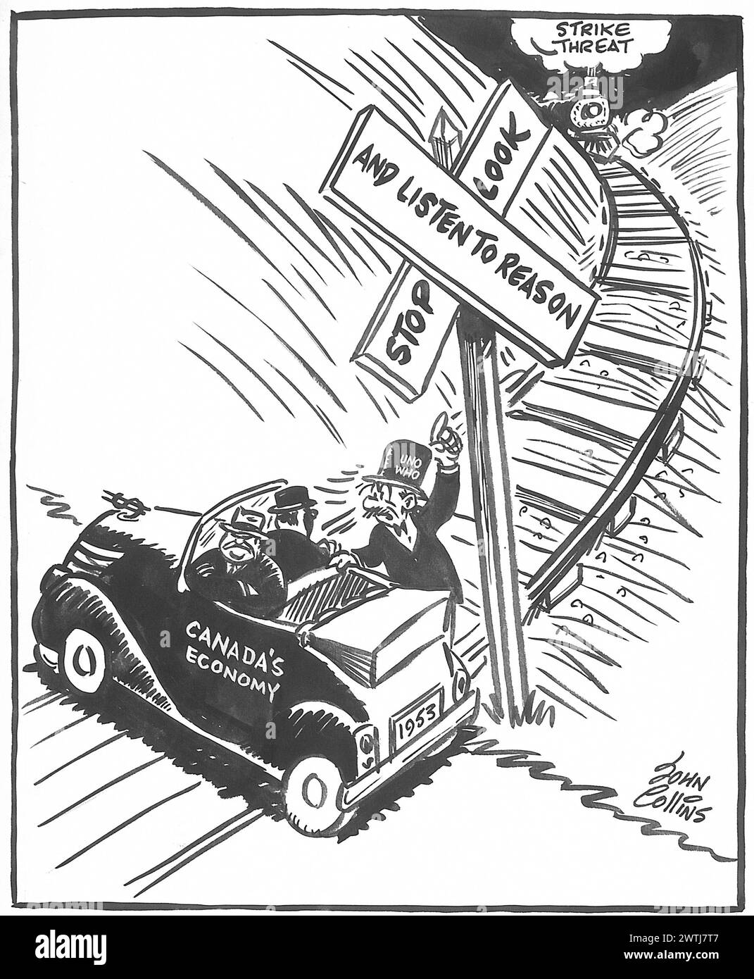 Dessin animé - nous serons tous touchés. John Collins (1917-2007) Banque D'Images