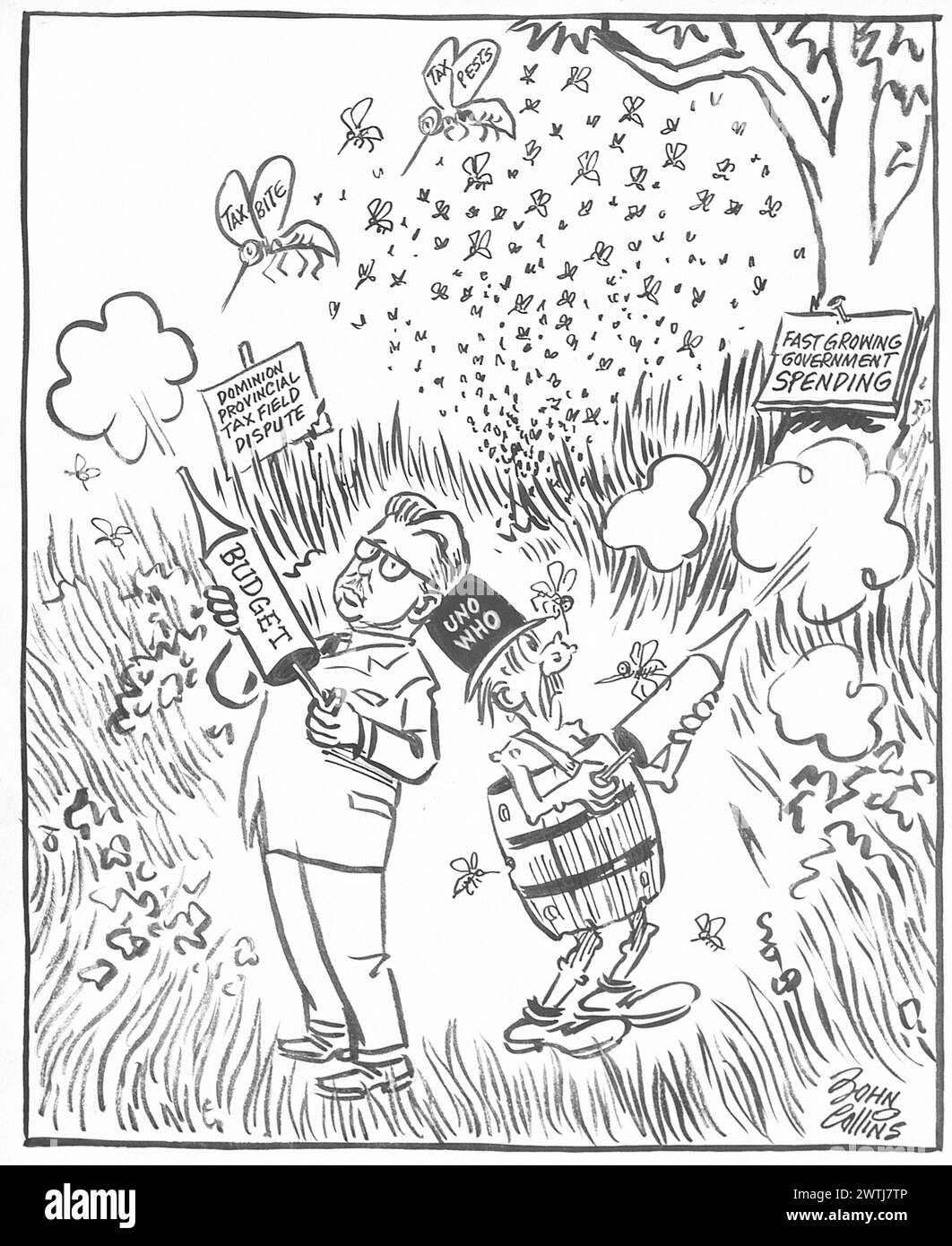 Dessin animé - ne peut pas faire grand-chose à ce sujet jusqu'à ce qu'il s'attaque aux zones de reproduction. John Collins (1917-2007) Banque D'Images