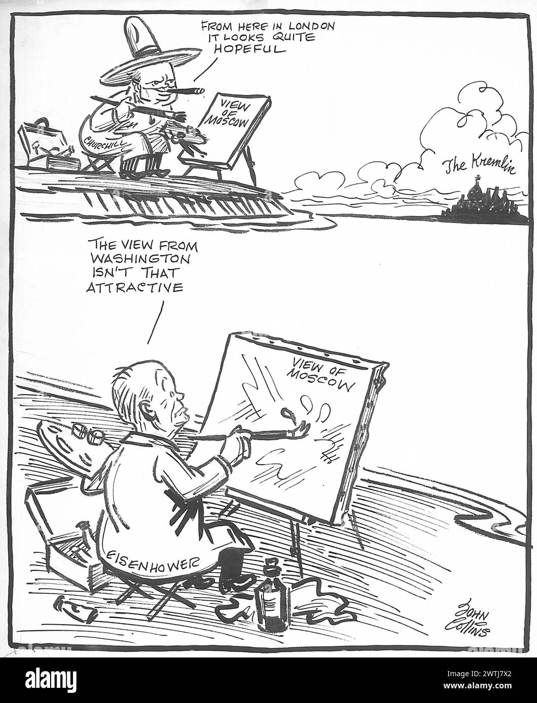 Caricature - les peintres de politique étrangère. John Collins (1917-2007) Banque D'Images