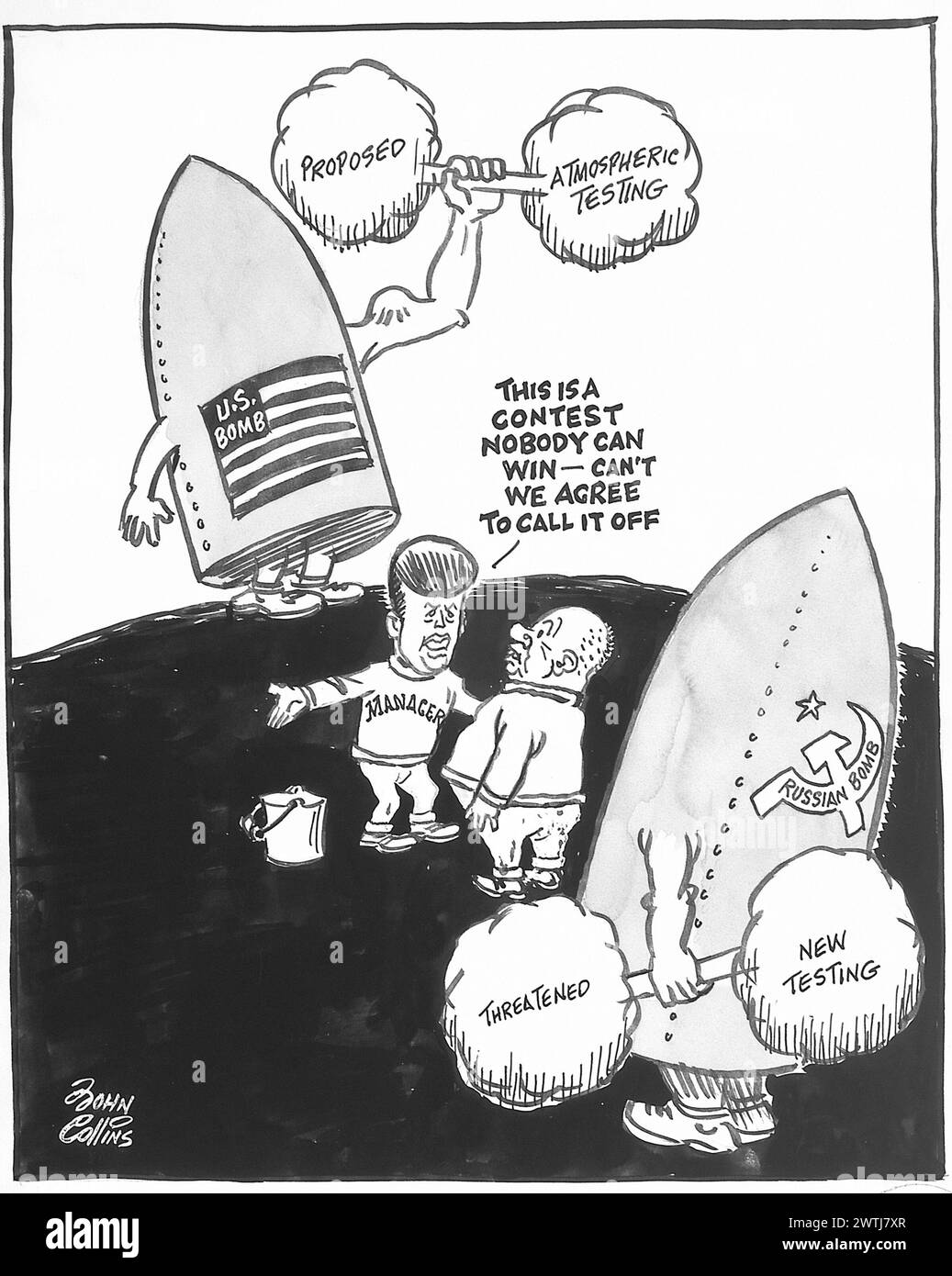 Dessin animé - pour le Championnat du monde de poids lourds. John Collins (1917-2007) Banque D'Images