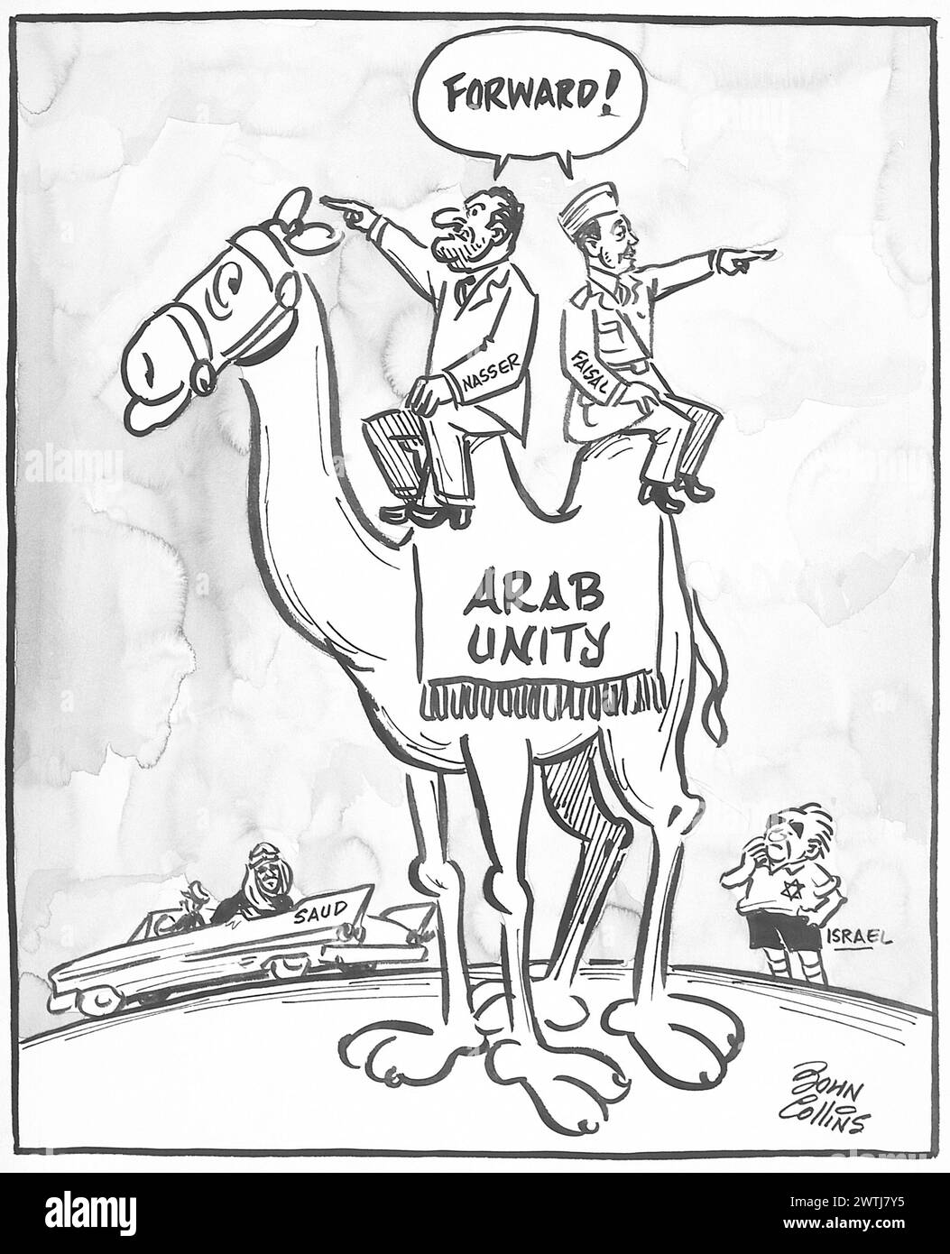 Dessin animé - le chameau à deux bosses. John Collins (1917-2007) Banque D'Images