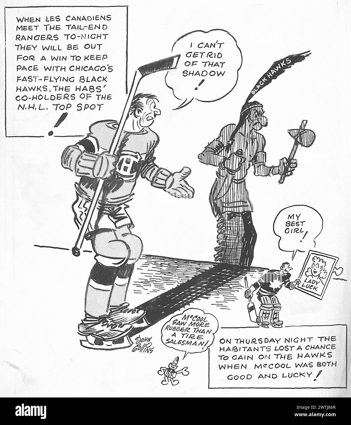 DESSIN ANIMÉ - OMBRE DE PREMIÈRE PLACE. John Collins (1917-2007) Banque D'Images