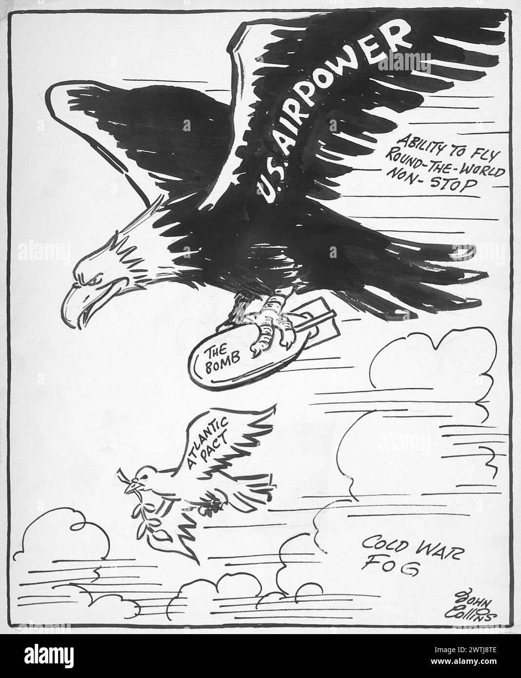 Dessin animé - la colombe escortée. John Collins (1917-2007) Banque D'Images