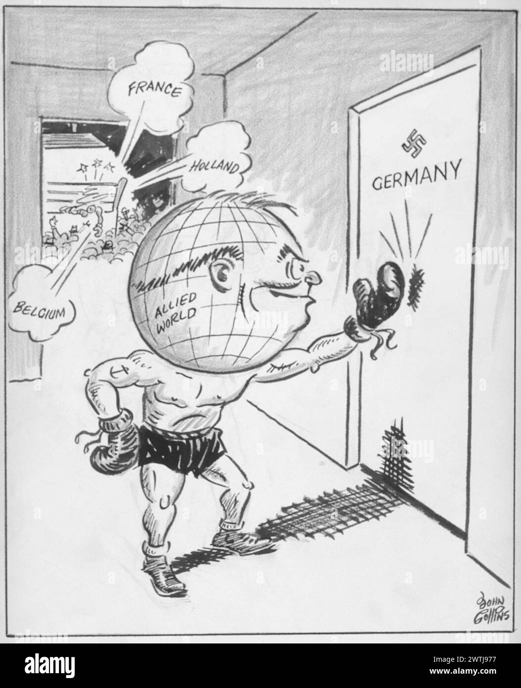 Dessin animé - les préliminaires sont terminés. John Collins (1917-2007) Banque D'Images