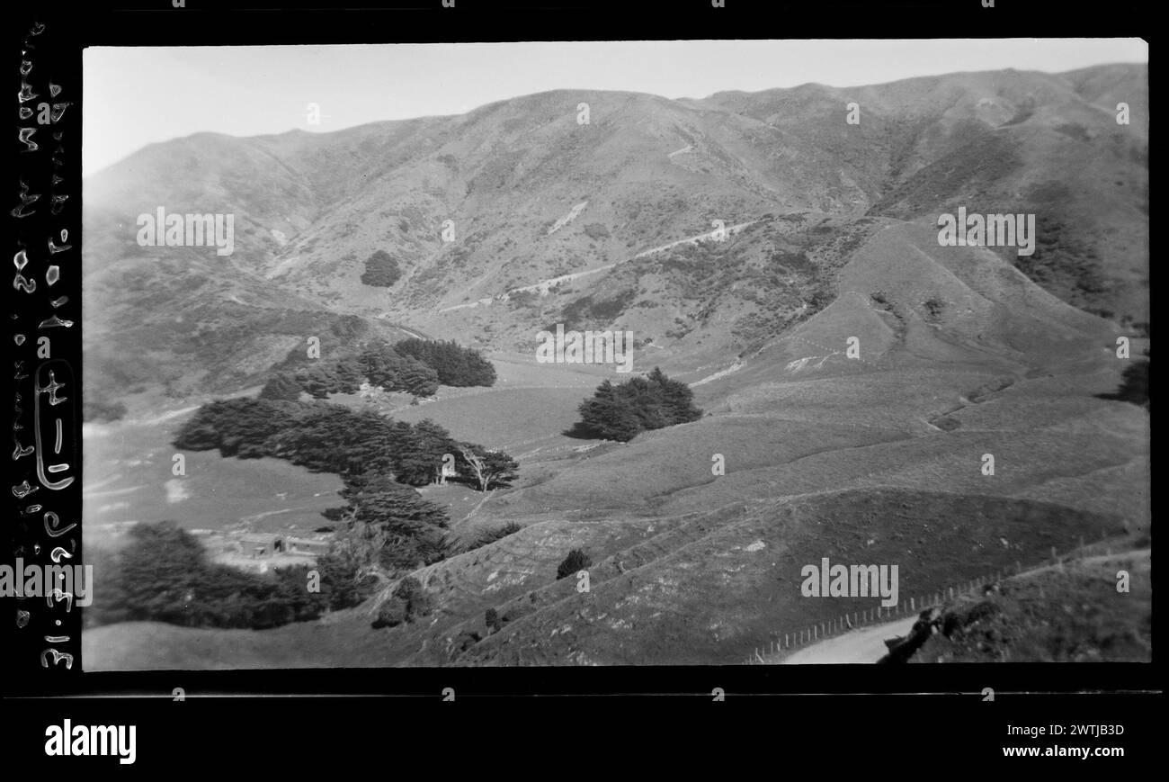 Quadruple panorama de Flat Divide à Golf Links, négatifs argentés en gélatine South Makara, négatifs noir et blanc, panoramas Banque D'Images