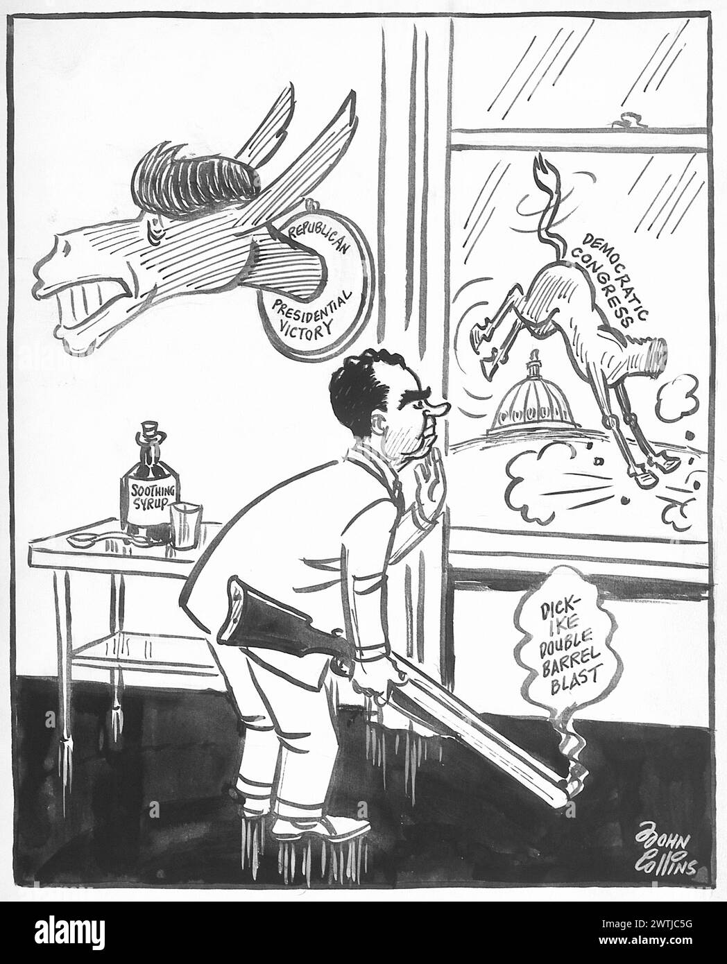 Cartoon - la salle des trophées de la Maison Blanche. John Collins (1917-2007) Banque D'Images