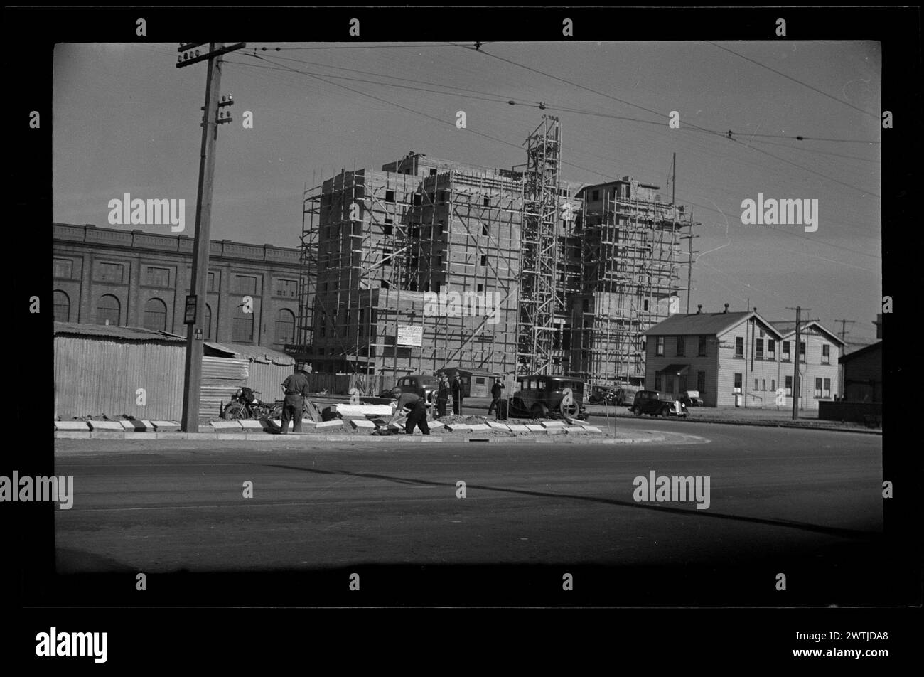 Vues de Wellington : sites de construction de la ville intérieure négatifs argentés gélatineux, négatifs noir et blanc Banque D'Images