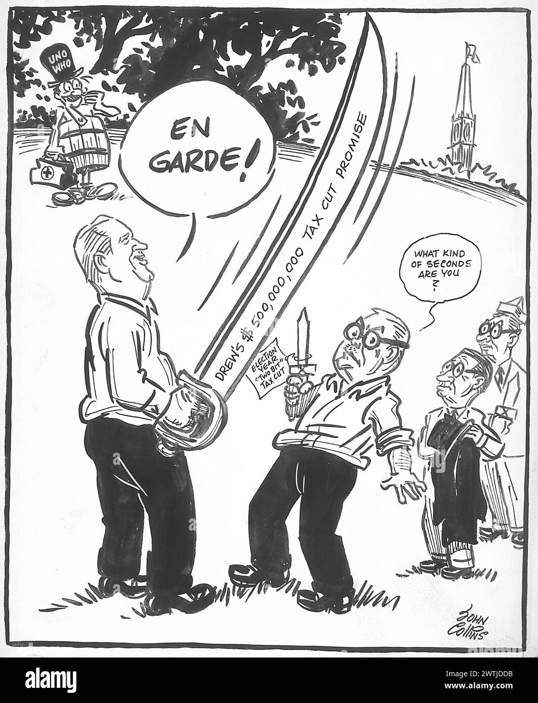 Dessin animé - le duel est activé. John Collins (1917-2007) Banque D'Images