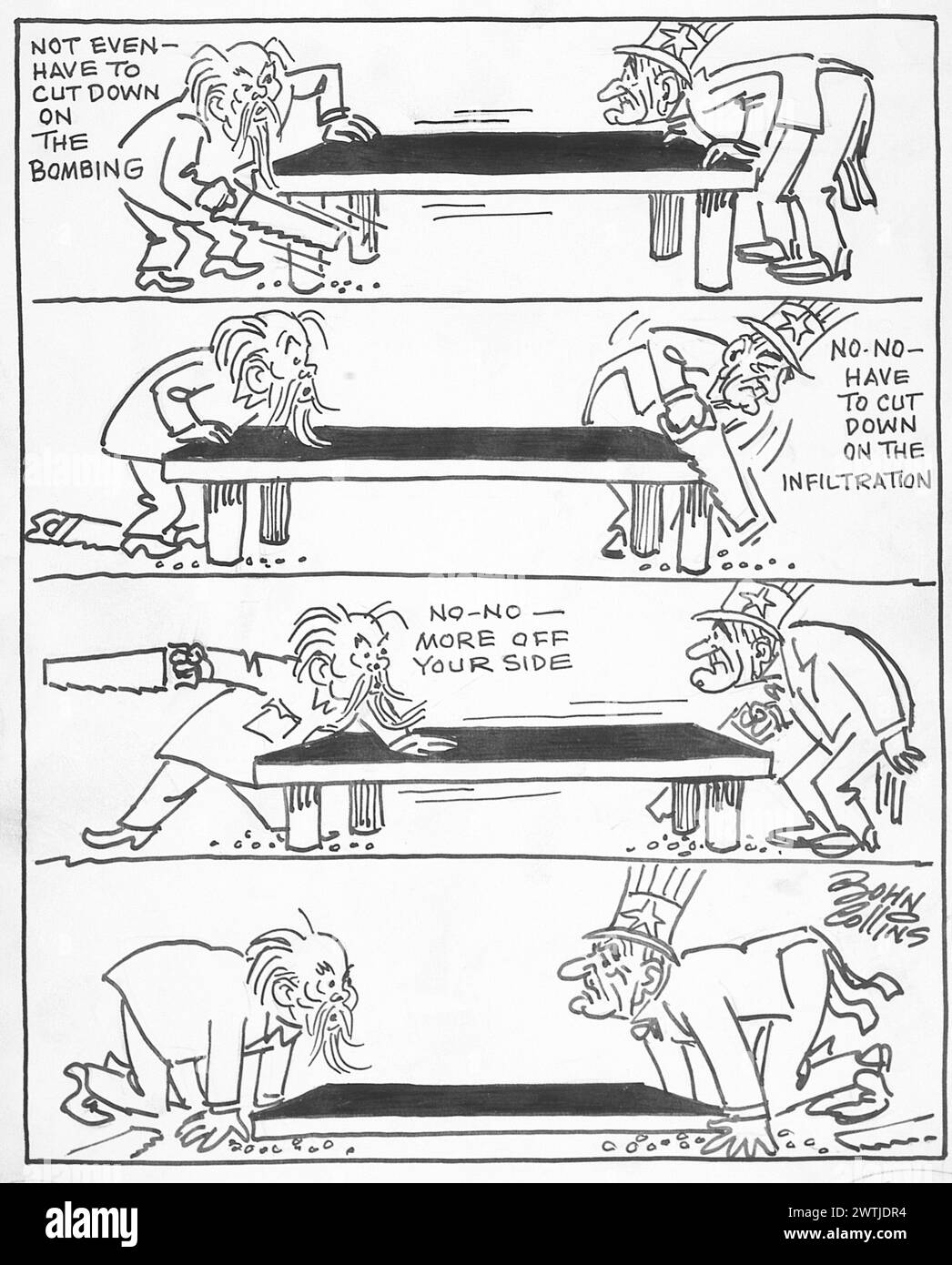 Dessin animé - travailler sur la table de la paix. John Collins (1917-2007) Banque D'Images