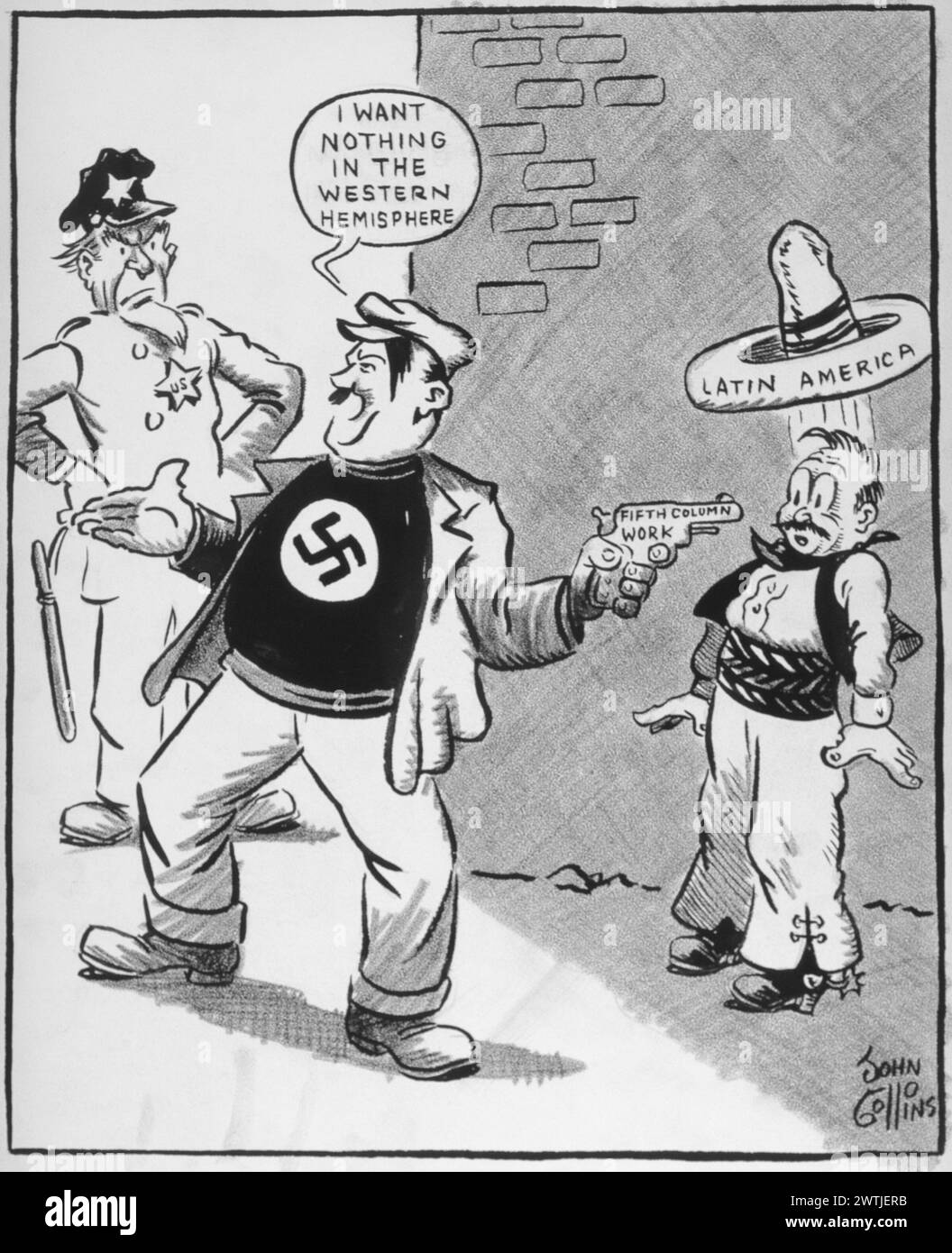 Dessin animé - les actions parlent plus fort que les mots. John Collins (1917-2007) Banque D'Images