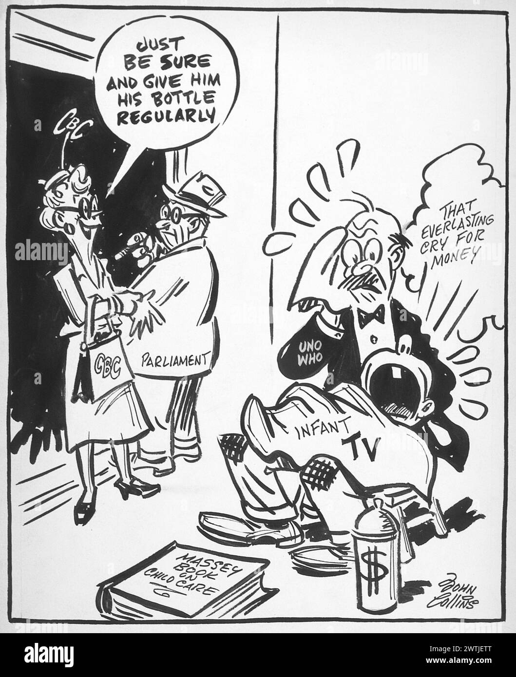 Dessin animé - baby-sitter. John Collins (1917-2007) Banque D'Images