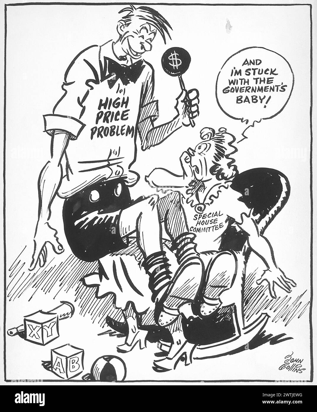 Dessin animé - la baby-sitter. John Collins (1917-2007) Banque D'Images