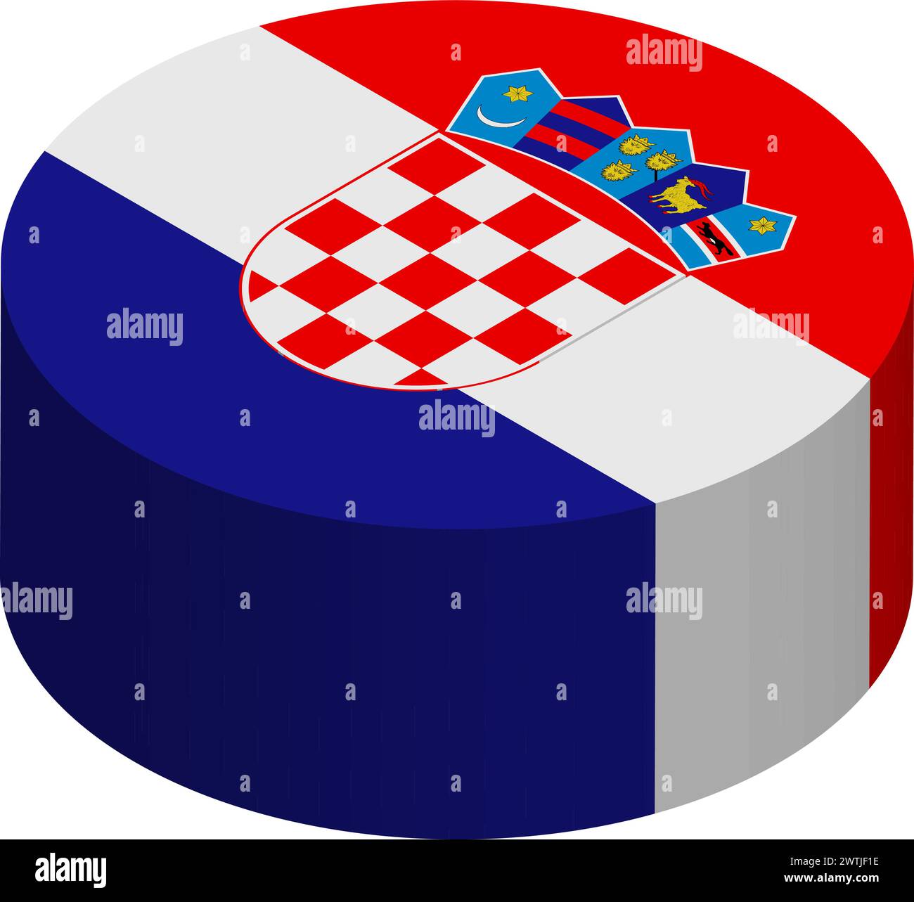 Drapeau de la Croatie - cercle isométrique 3D isolé sur fond blanc. Objet vectoriel. Illustration de Vecteur