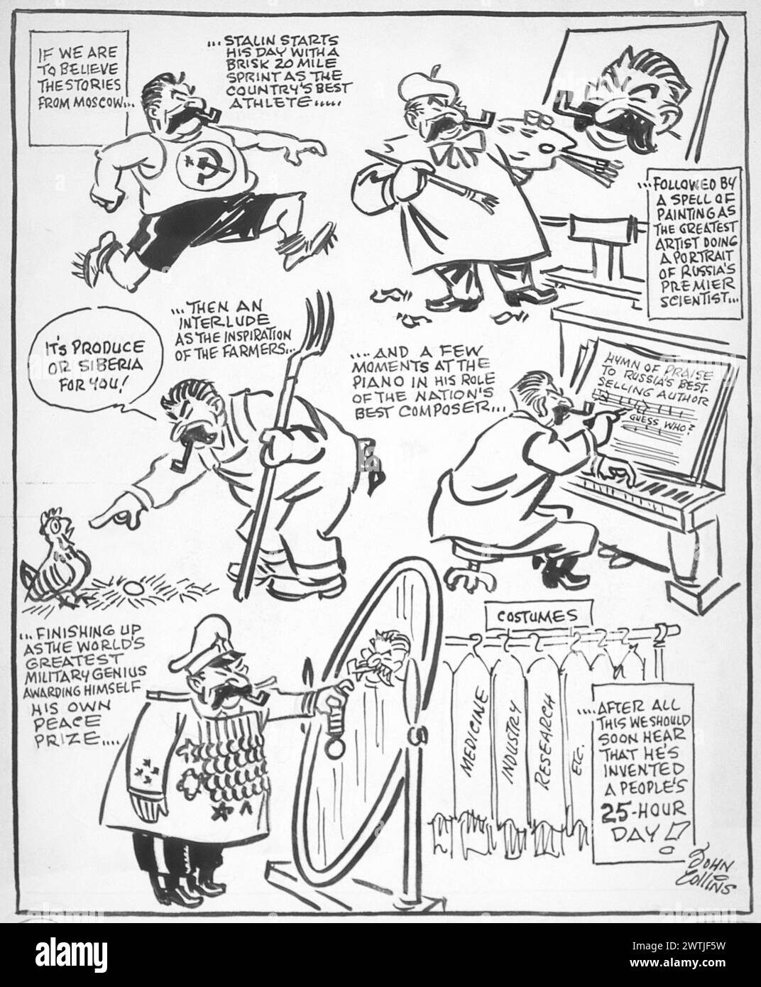 Dessin animé - Une journée dans la vie de Superman Staline. John Collins (1917-2007) Banque D'Images