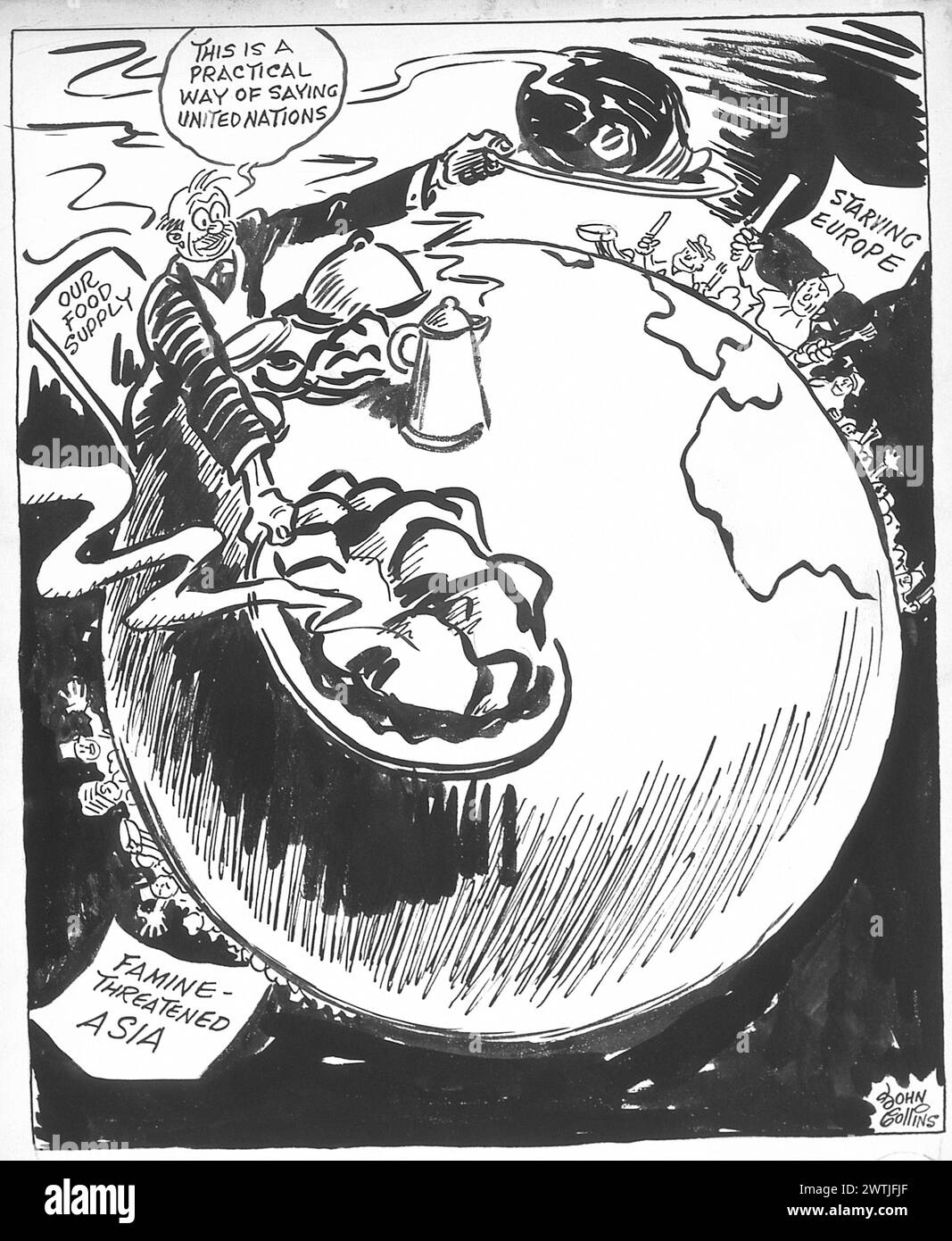 Dessin animé - les actions parlent plus fort que les mots. John Collins (1917-2007) Banque D'Images