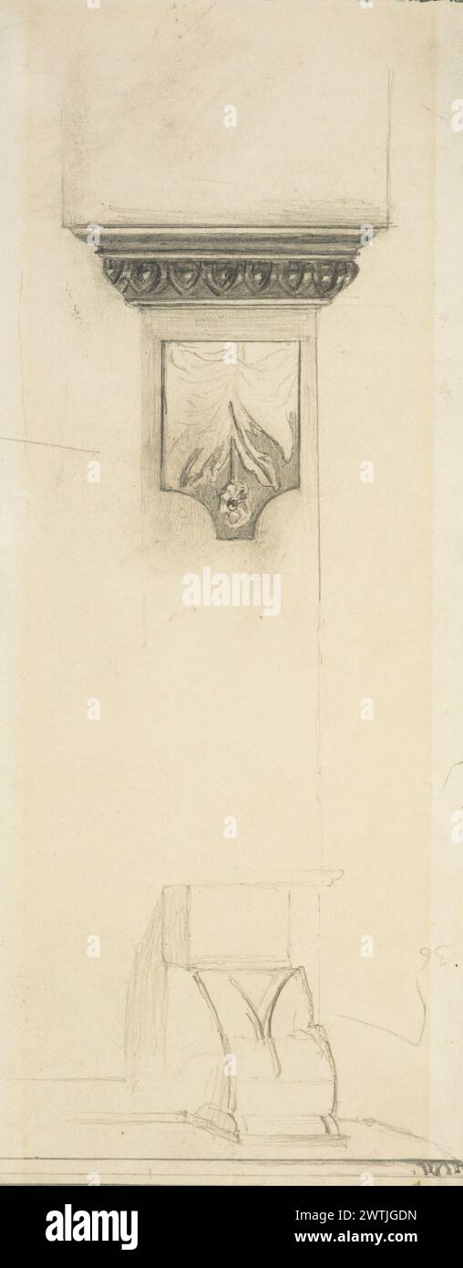 Sans titre [étude d'un entourage de feu] dessins, œuvres sur papier Banque D'Images