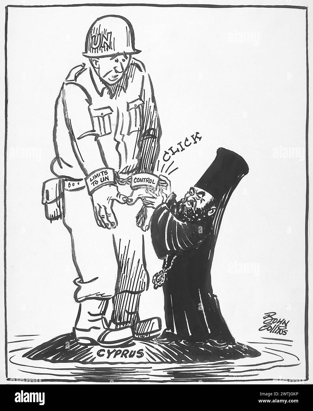 Dessin animé - « chaque policier a besoin de menottes ». John Collins (1917-2007) Banque D'Images