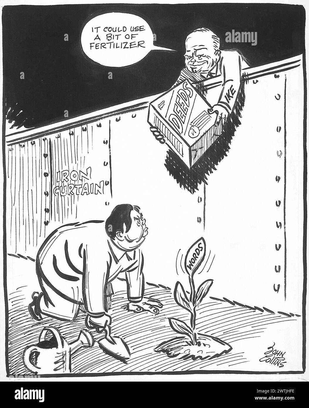 Dessin animé - plantation de branches d'olivier John Collins (1917-2007) Banque D'Images