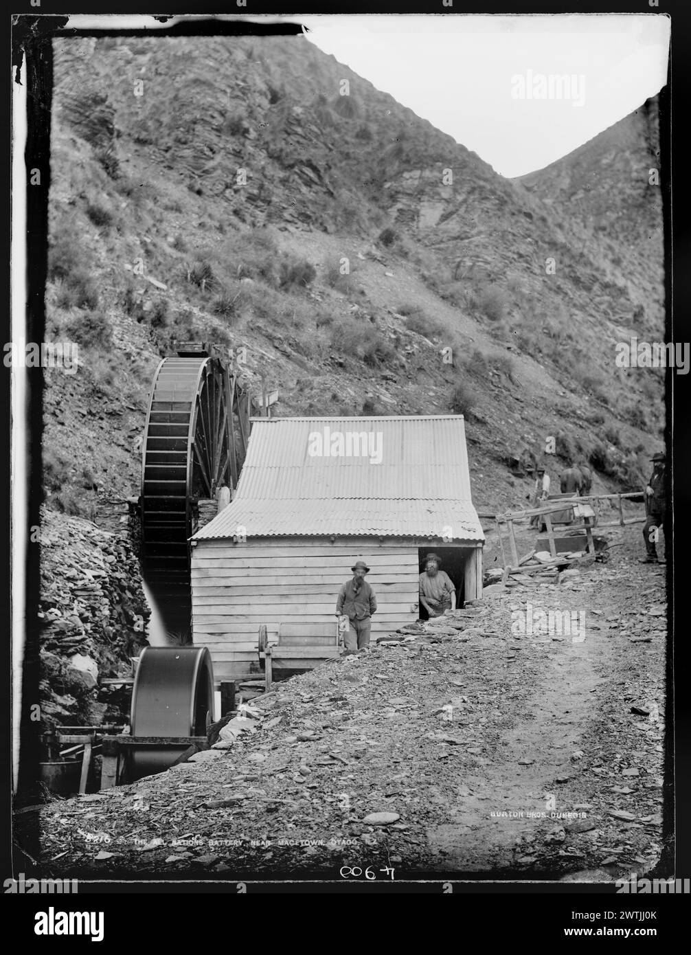 La batterie All Nations, près de Macetown, Otago, NZ négatifs collodion humide, négatifs noir et blanc Banque D'Images