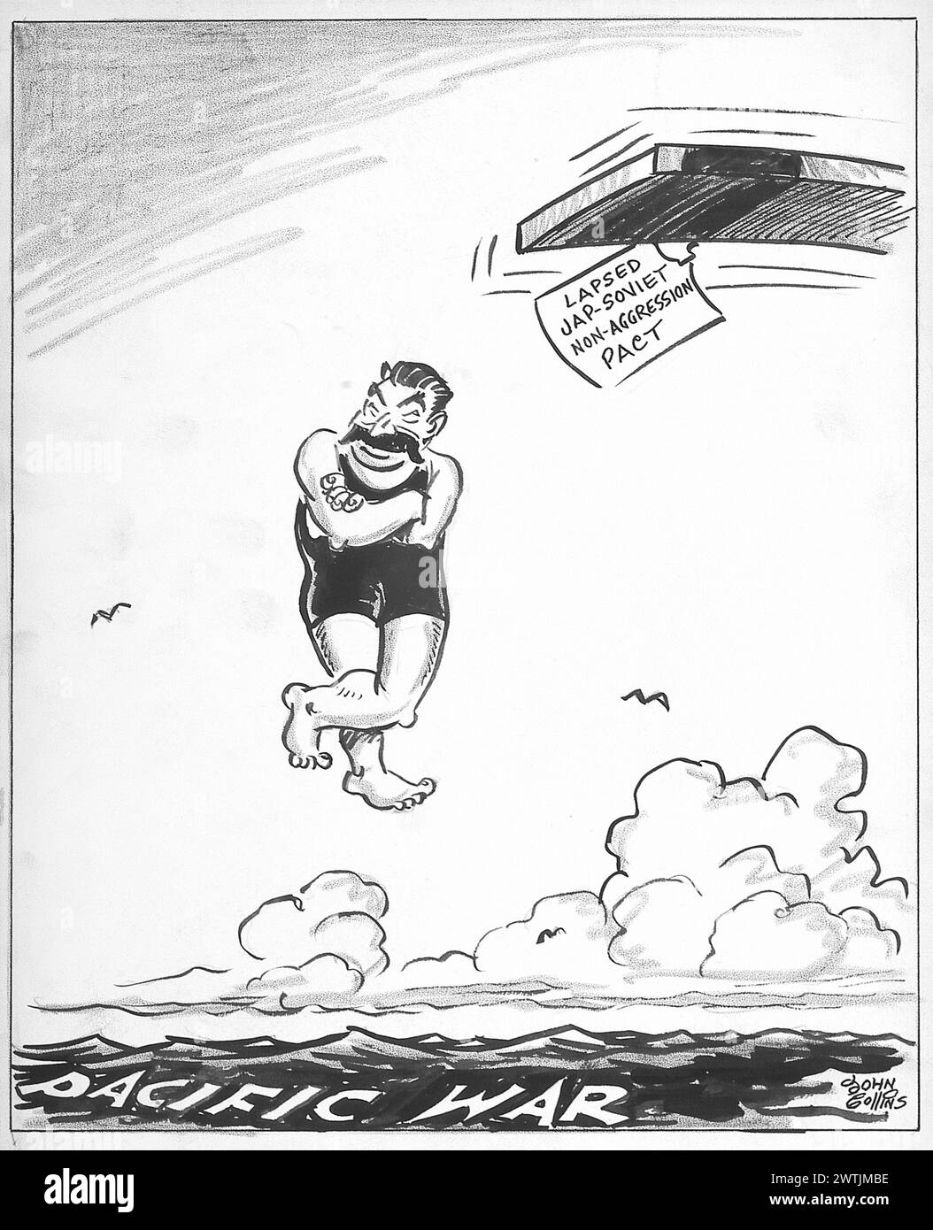 Dessin animé - animation suspendue. John Collins (1917-2007) Banque D'Images