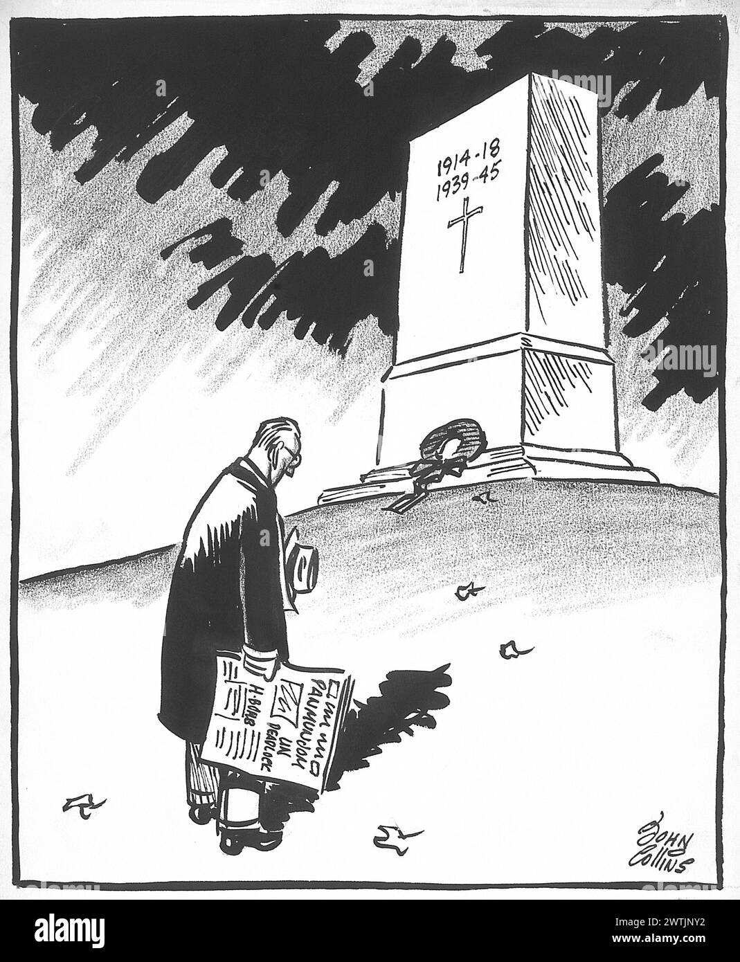 Dessin animé - toujours à la recherche de la route de la paix. John Collins (1917-2007) Banque D'Images