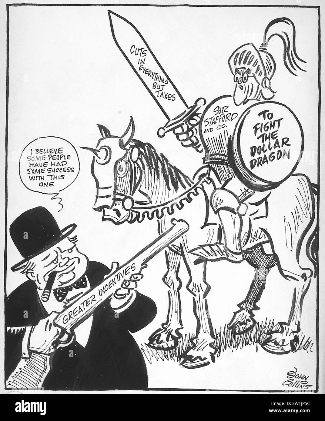 Dessin animé - suggérer un changement dans les armes. John Collins (1917-2007) Banque D'Images