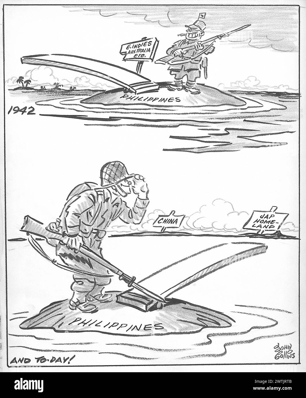 Dessin animé - Springboard Island. John Collins (1917-2007) Banque D'Images