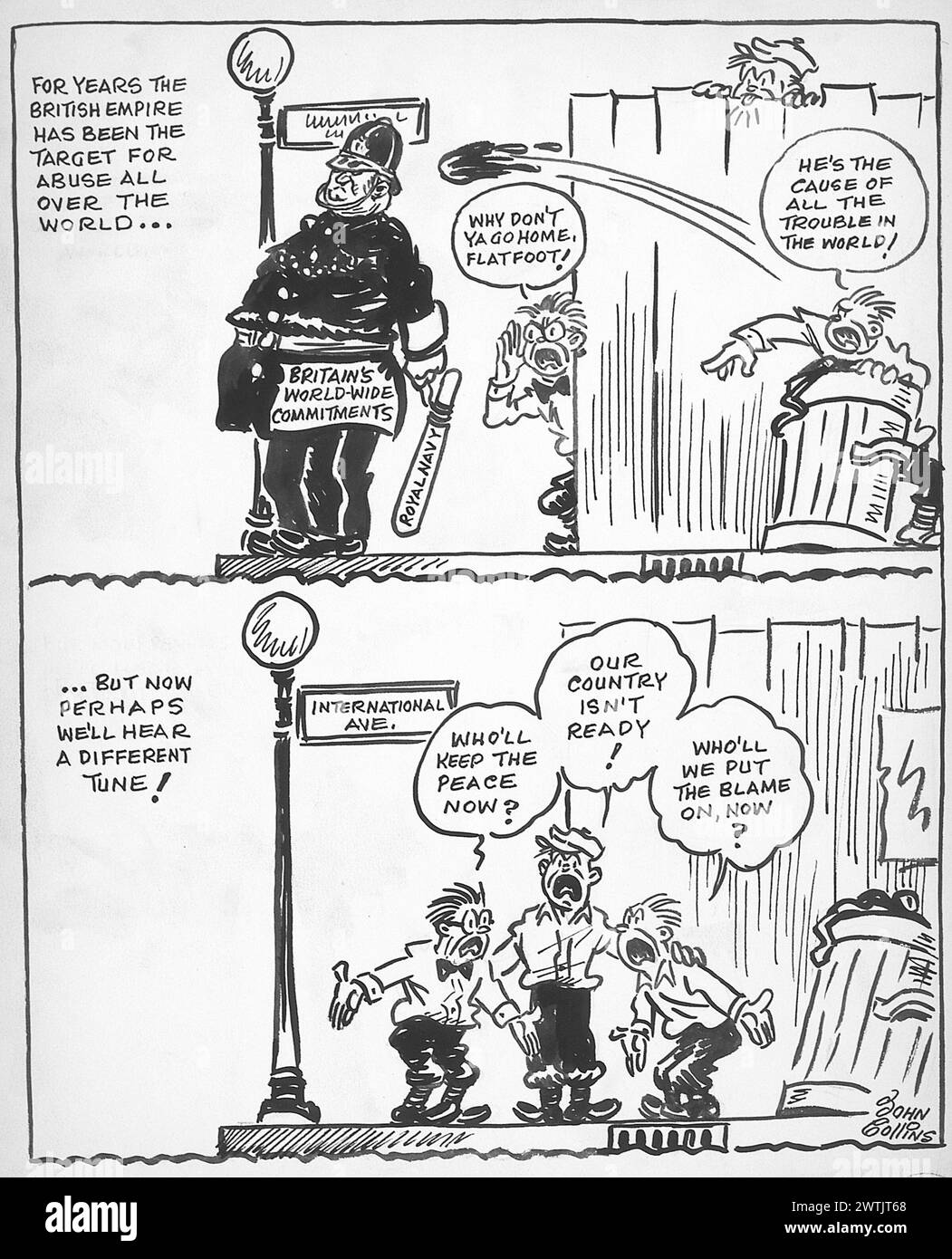 Dessin animé - vous n'appréciez jamais un policier-jusqu'à ce qu'il ne soit pas là !. John Collins (1917-2007) Banque D'Images