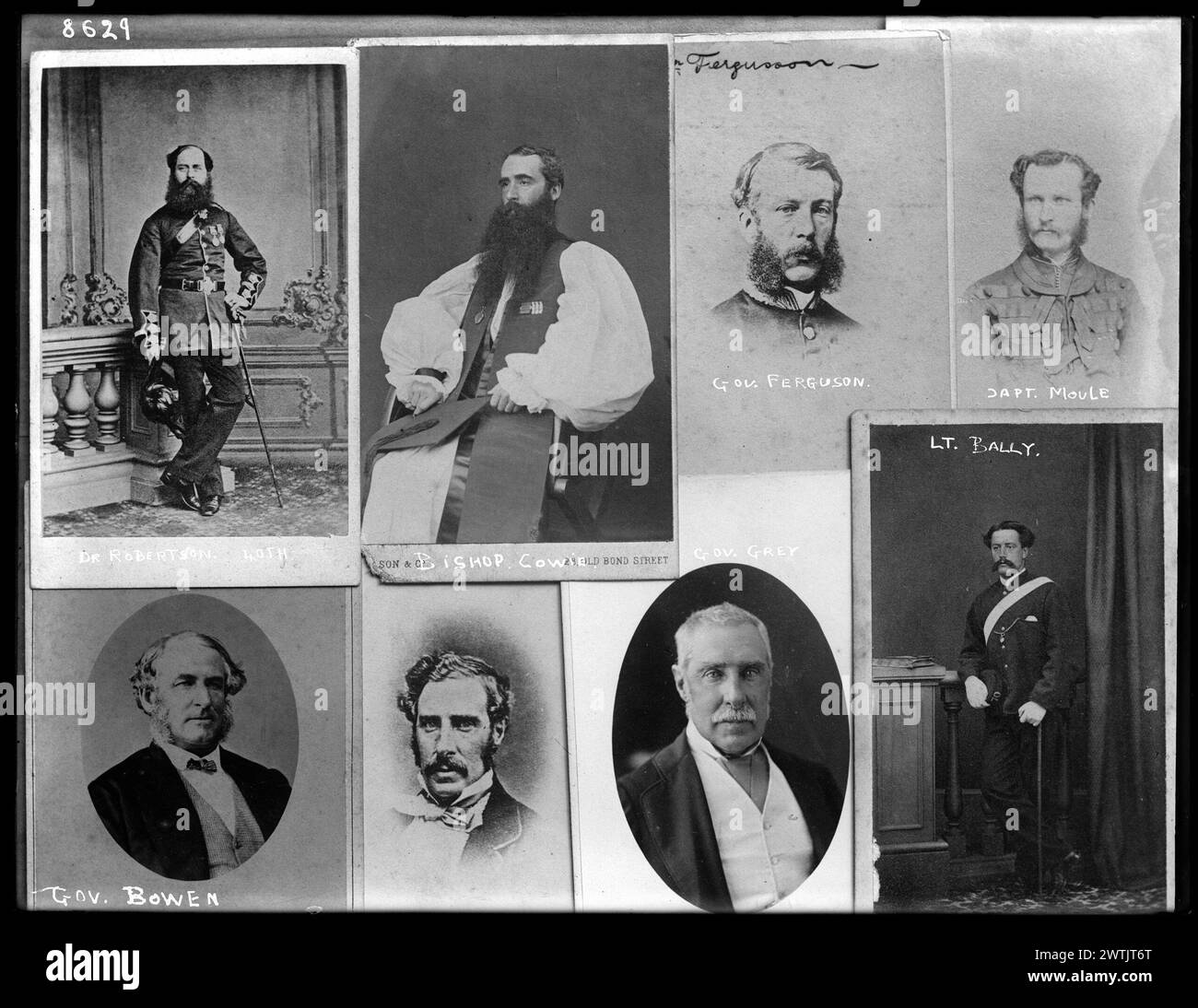 Portraits des guerres de Nouvelle-Zélande négatifs noir et blanc, négatifs sur plaque sèche en gélatine, portraits Banque D'Images