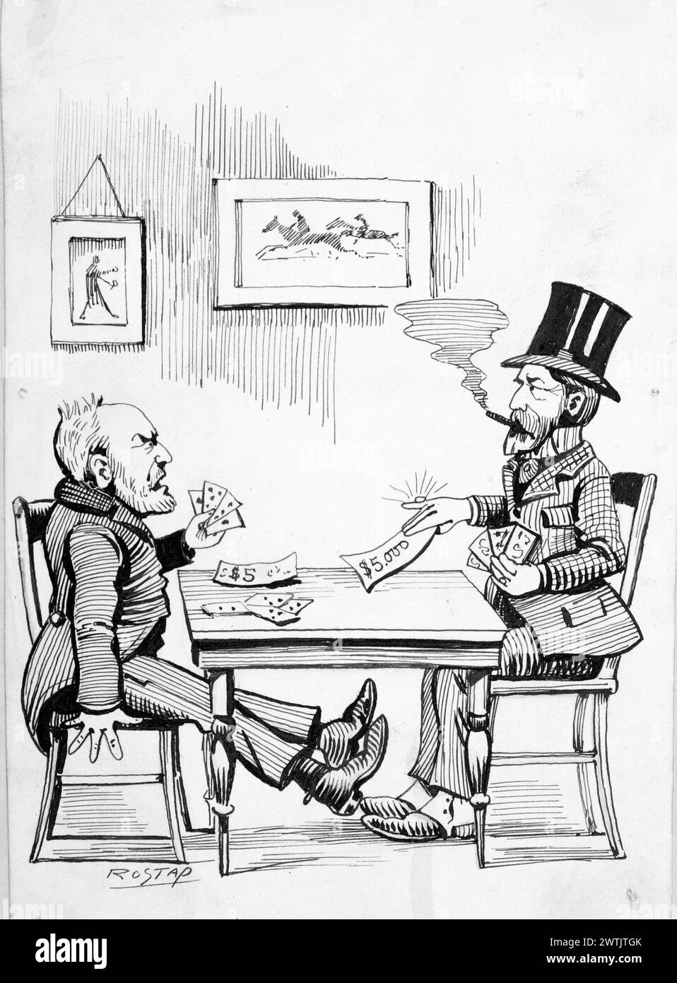 Dessin animé - joueurs de poker politique Rostap (1866-1949) Banque D'Images