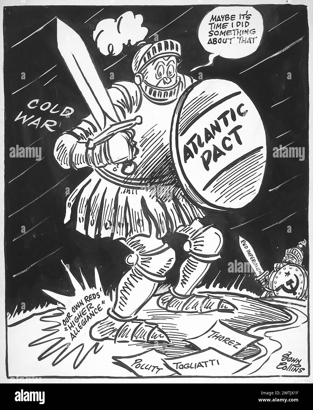 Dessin animé - talon d'Achille. John Collins (1917-2007) Banque D'Images