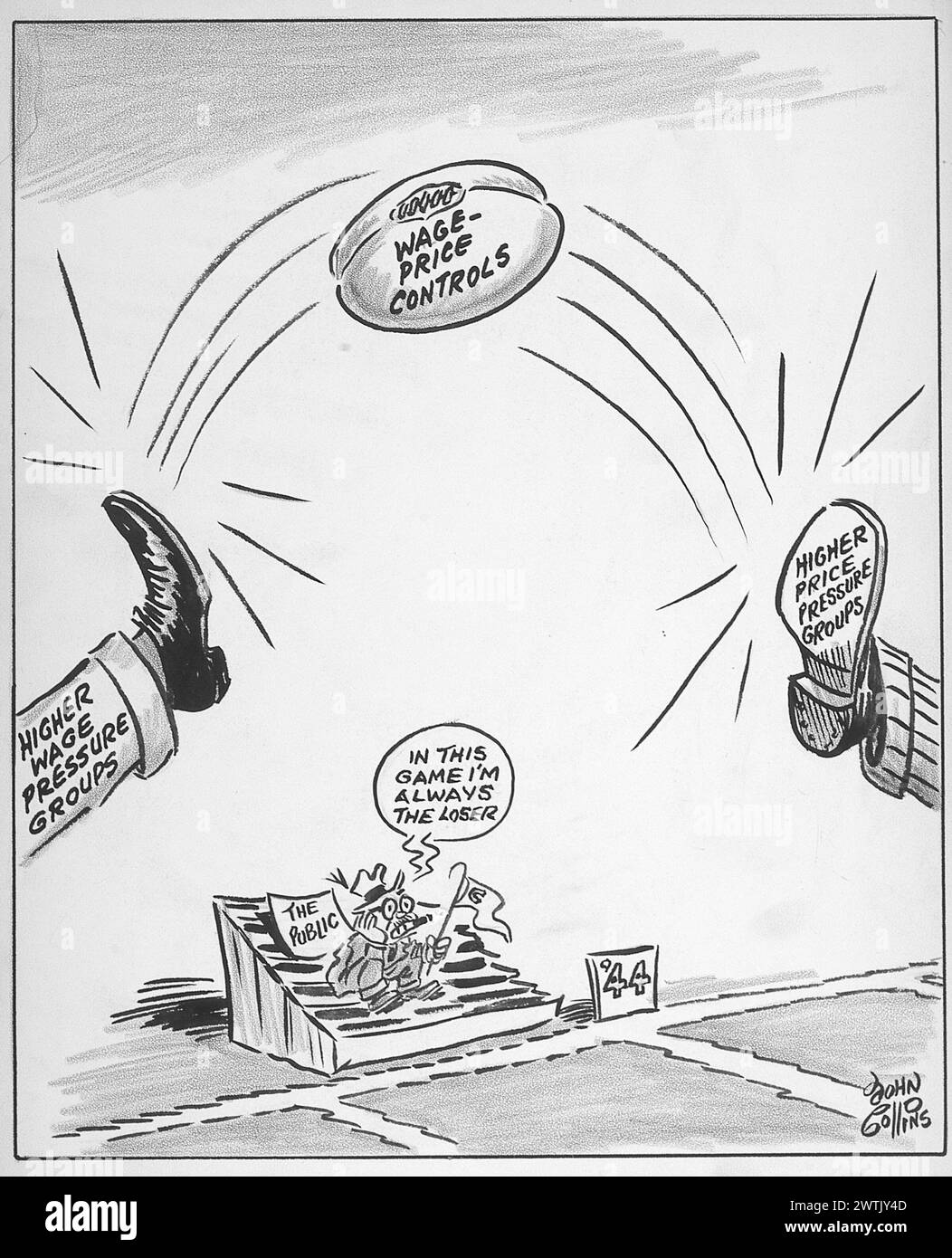 Dessin animé - ne faisons pas un football hors de lui. John Collins (1917-2007) Banque D'Images