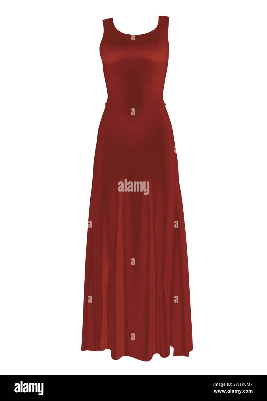 Modèle polygonal d'une robe longue de femme rouge isolée sur un fond blanc. Illustration vectorielle. 3D.. Illustration de Vecteur