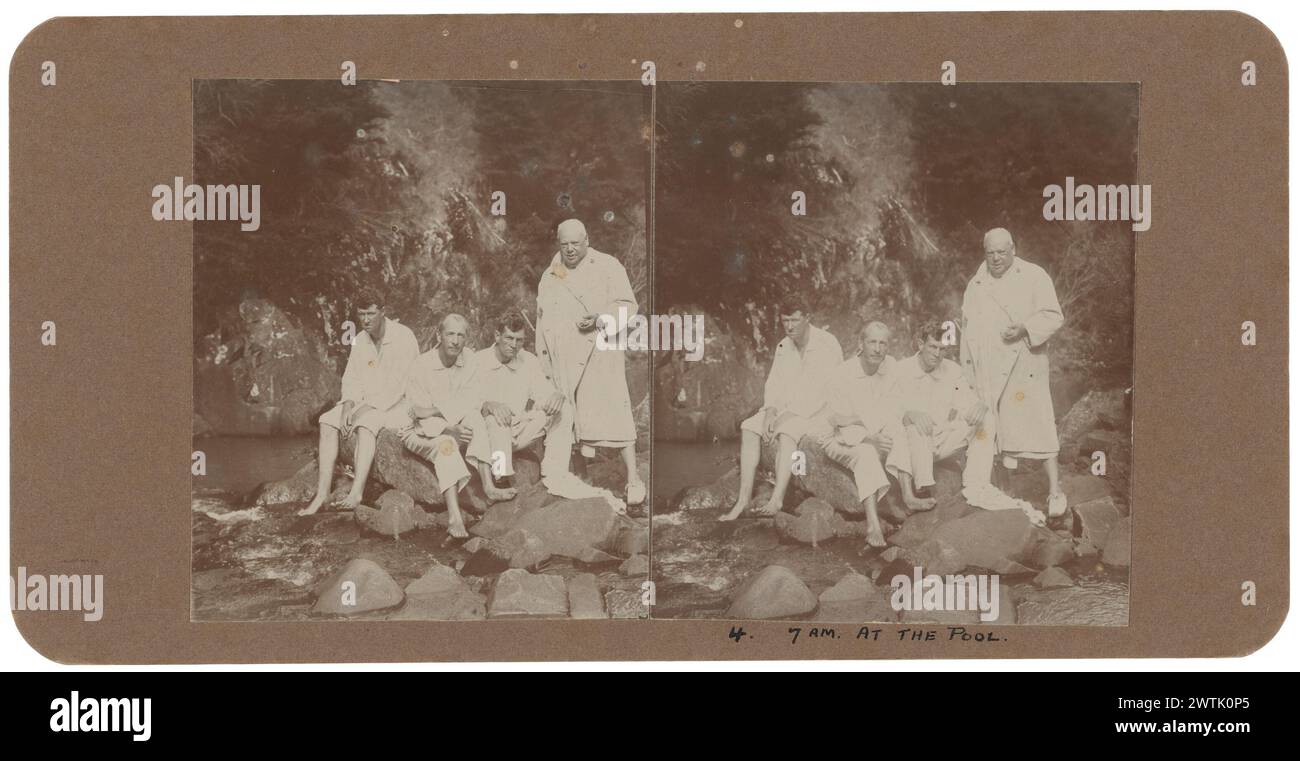 7h à la piscine photographies stéréoscopiques, tirages noir et blanc Banque D'Images