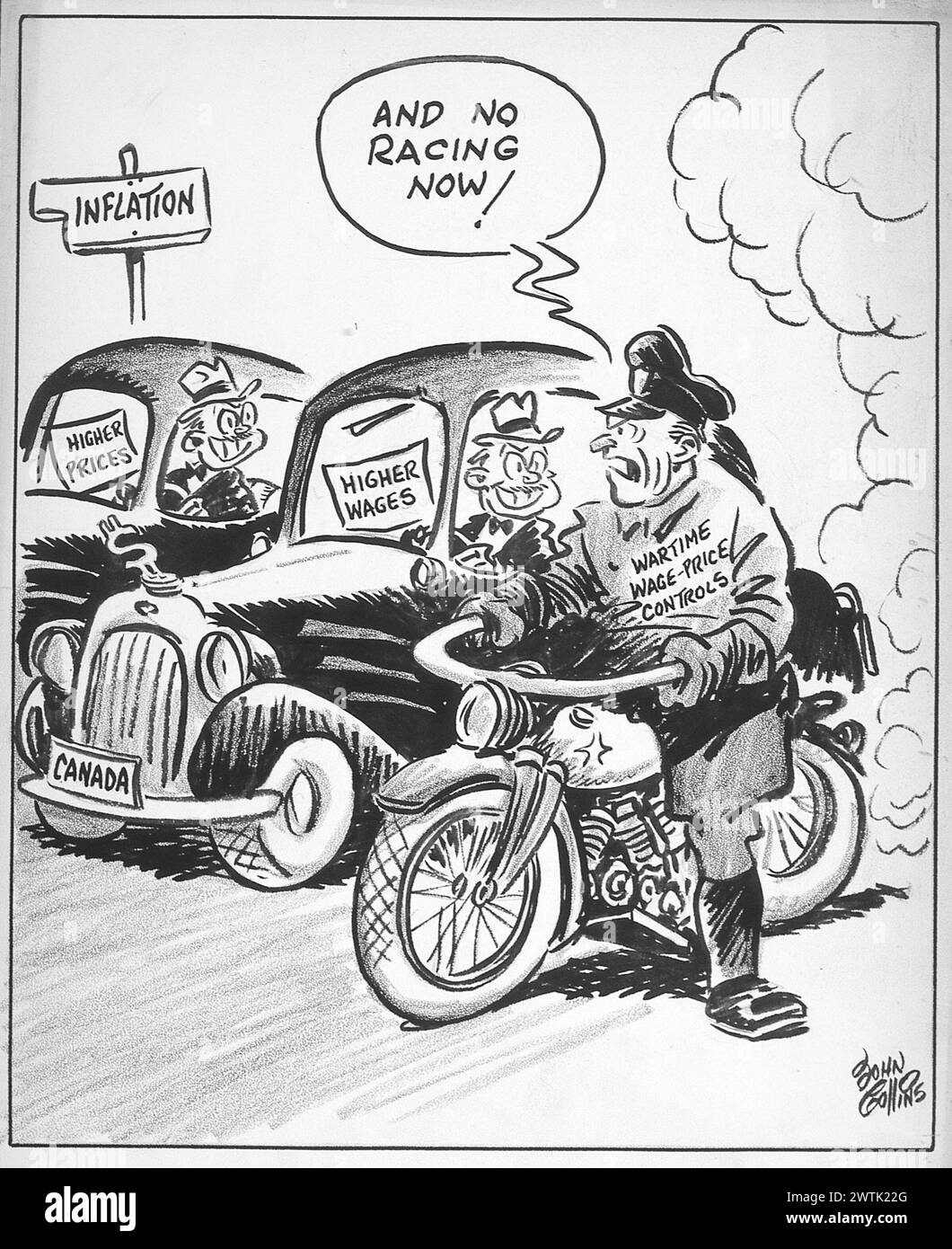 Dessin animé - le sort d'Un policier n'est pas heureux. John Collins (1917-2007) Banque D'Images