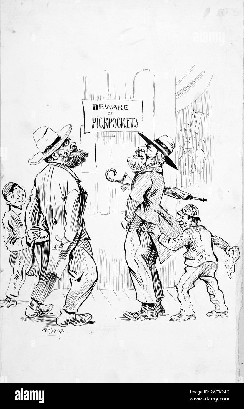 Dessin animé - méfiez-vous des pickpockets Rostap (1866-1949) Banque D'Images