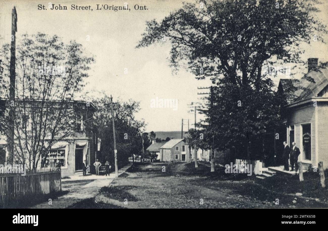 Collotype - élaboré John Street, L'Orignal, ON, vers 1910 Banque D'Images