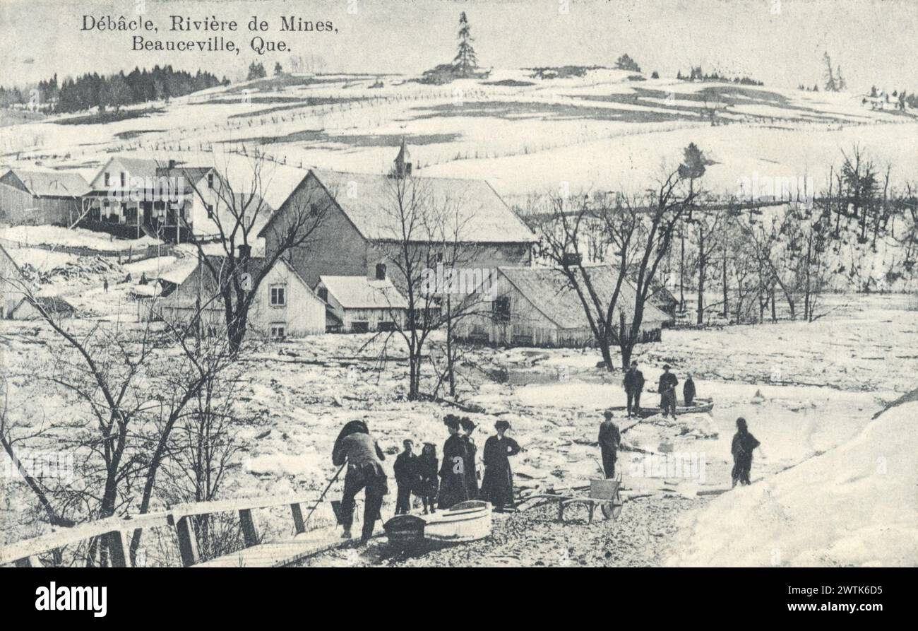Collotype - inondation, rivière des Mines, Beauceville, QC, vers 1910 Banque D'Images