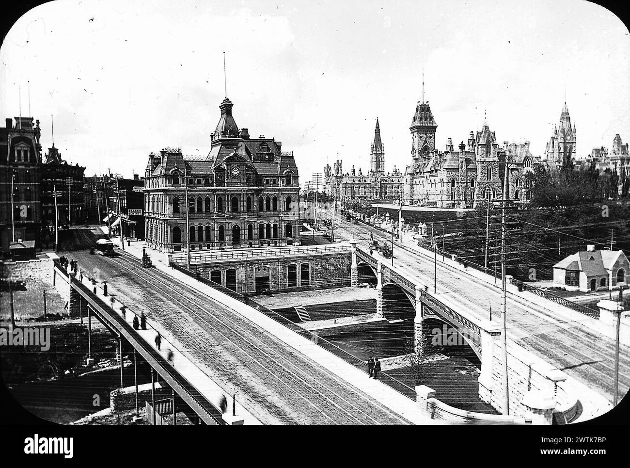 Transparence - édifices du Parlement du pont Dufferin, Ottawa (ONTARIO), vers 1890 Banque D'Images