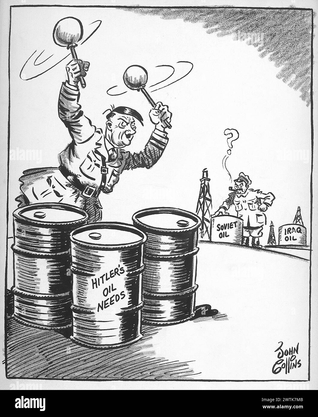 Dessin animé - les tambours de guerre. John Collins (1917-2007) Banque D'Images