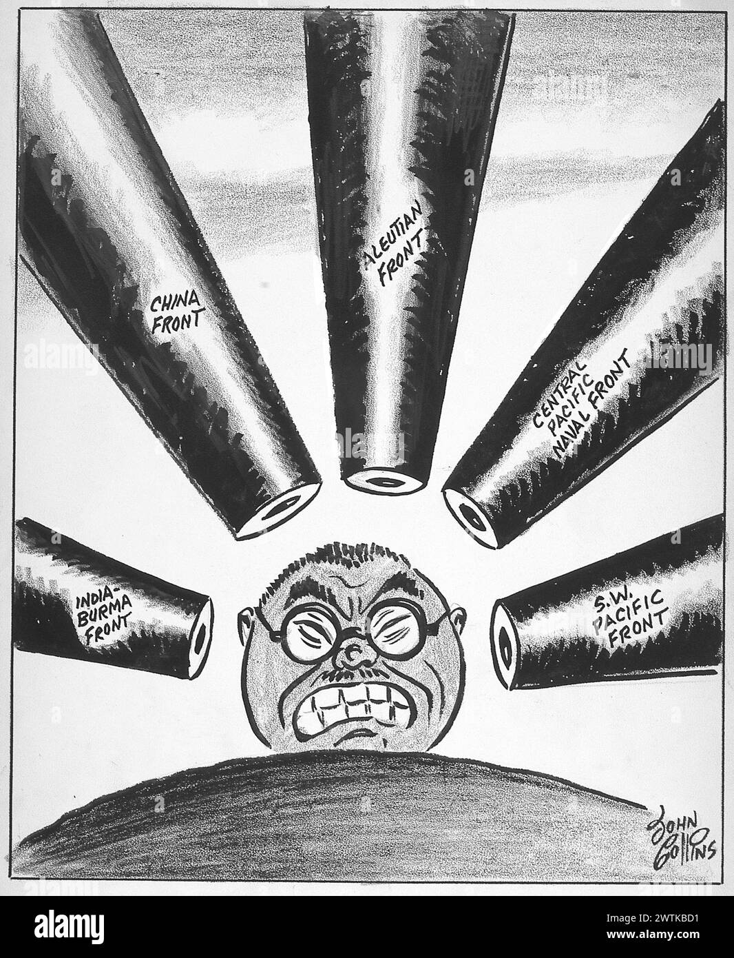 Dessin animé - conception pour un coucher de soleil. John Collins (1917-2007) Banque D'Images