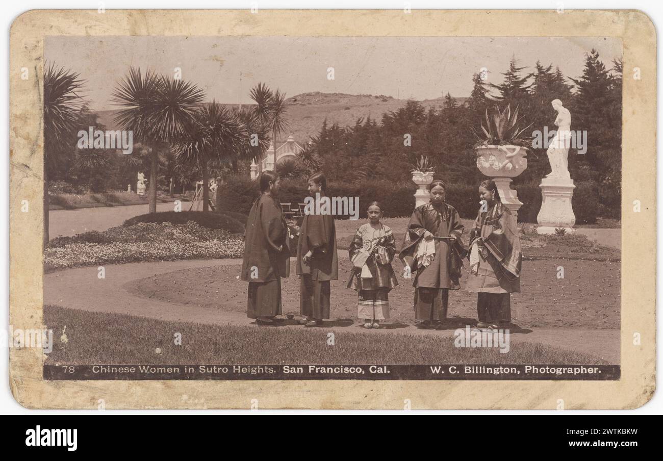 Femmes chinoises à Sutro Heights, tirages photographiques de San Francisco, tirages albumen, tirages noir et blanc Banque D'Images