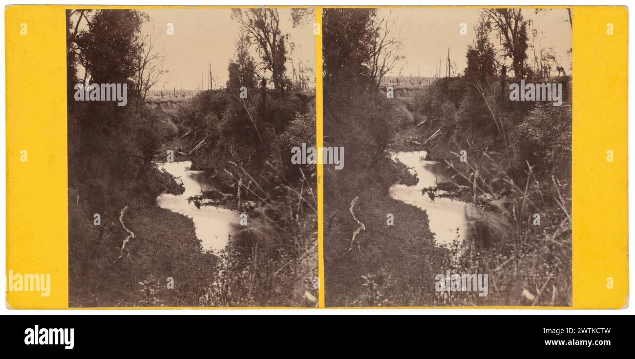 Scène Creek sur mon terrain (photographes) photographies stéréoscopiques, tirages noir et blanc Banque D'Images