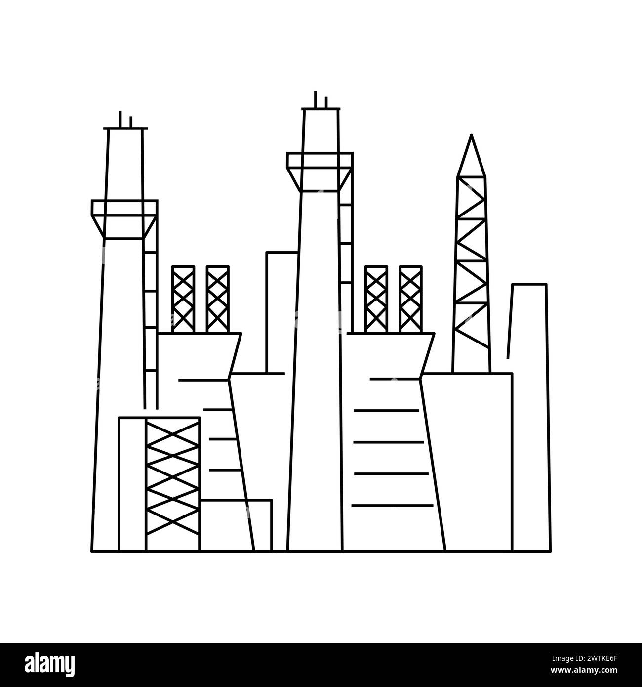 Icône de ligne de couleur de centrale à gaz. Source d'énergie alternative. Elément isolé par vecteur. Contour modifiable. Illustration de Vecteur